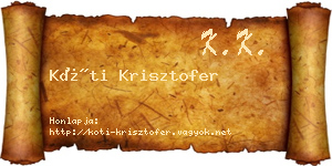 Kóti Krisztofer névjegykártya